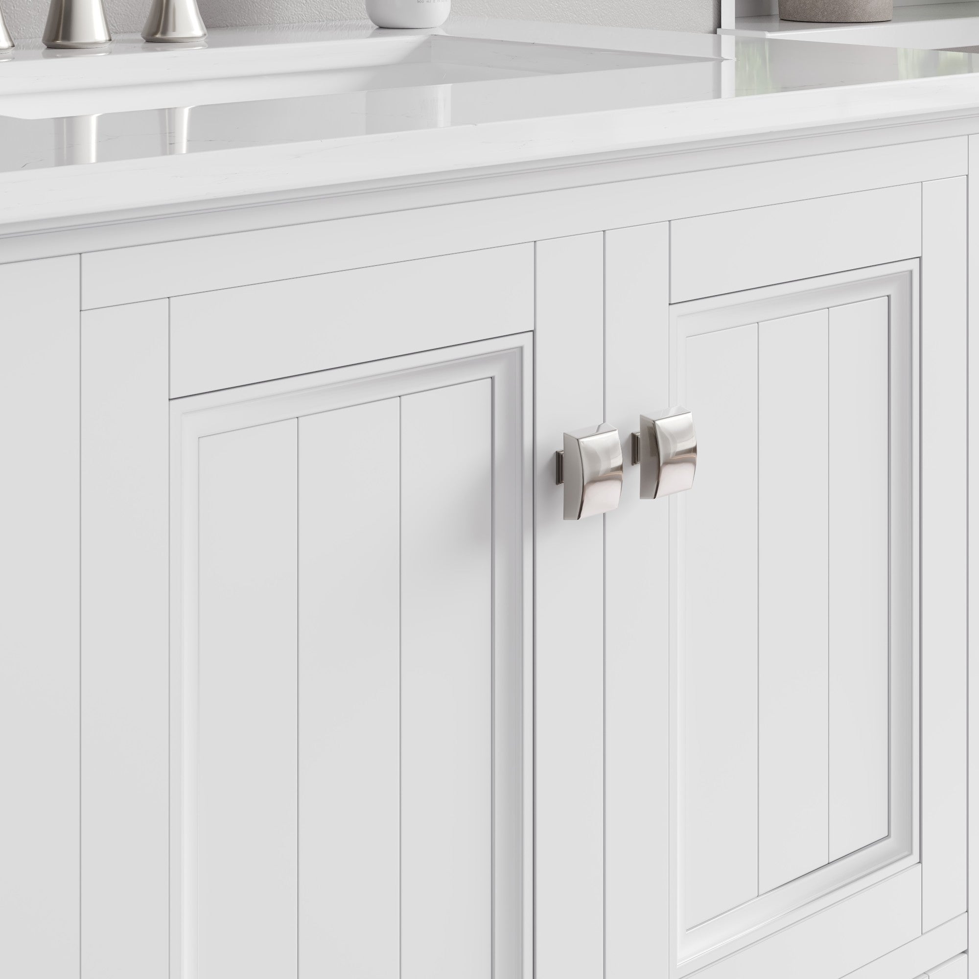 Britney 30 in. White Single Sink Bath Vanity with Carrara Quartz Top and Undermount Porcelain Sink - Bathroom Vanity by Eviva