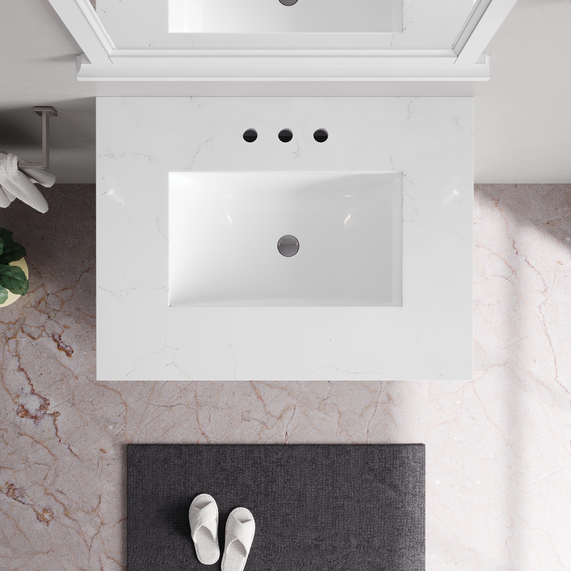 Britney 30 in. White Single Sink Bath Vanity with Carrara Quartz Top and Undermount Porcelain Sink - Bathroom Vanity by Eviva