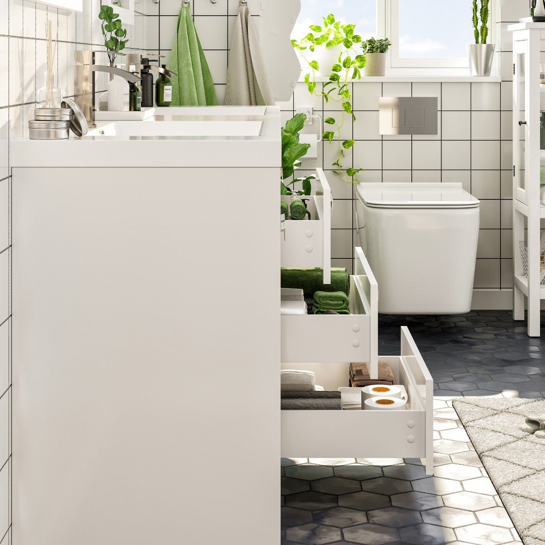 Lugano 72 in. White Double Sink Freestanding Bath Vanity with Acrylic Top and Integrated Sinks - Bathroom Vanity by Eviva