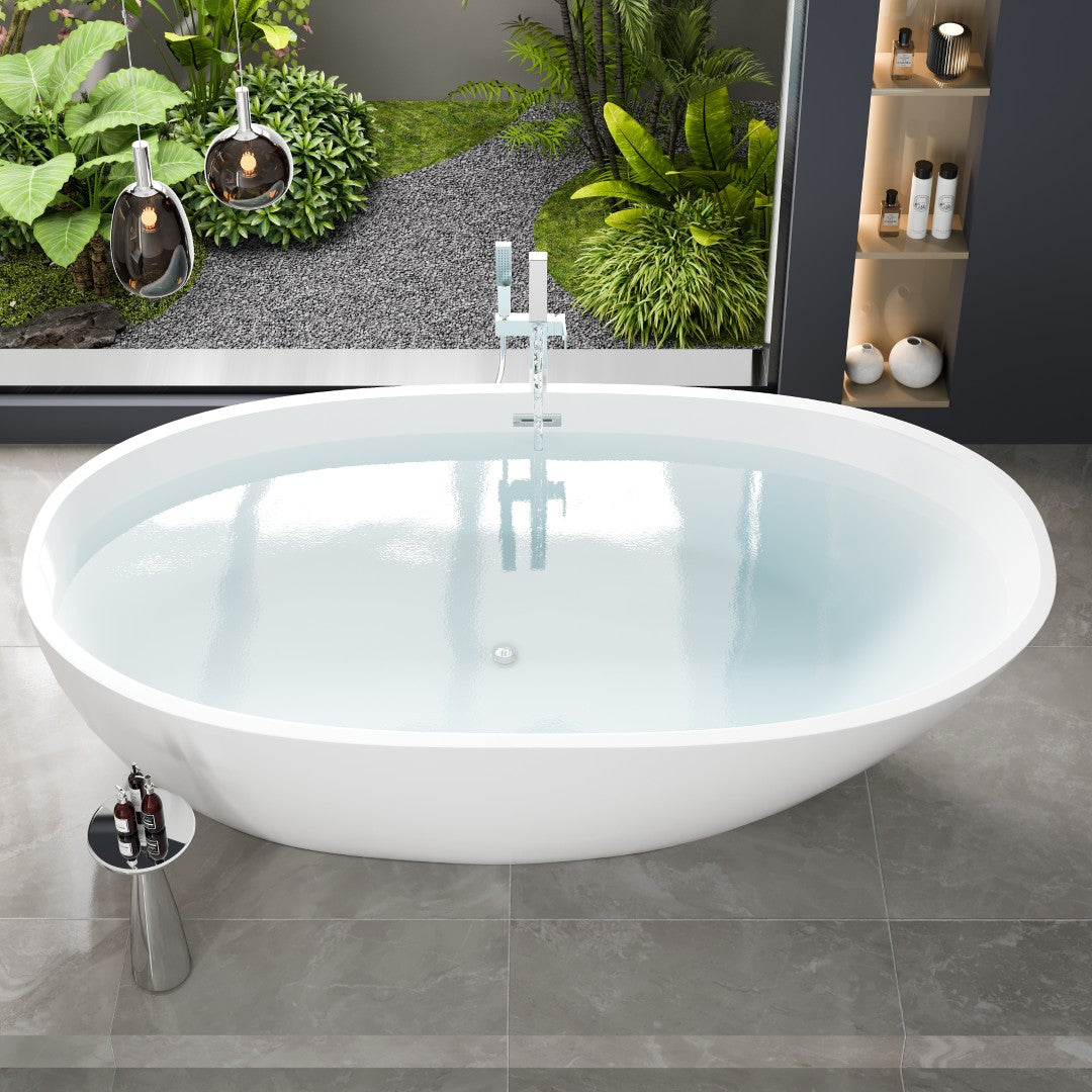 Eviva Sarah 67" Glossy White Acrylic Freestanding Bathtub