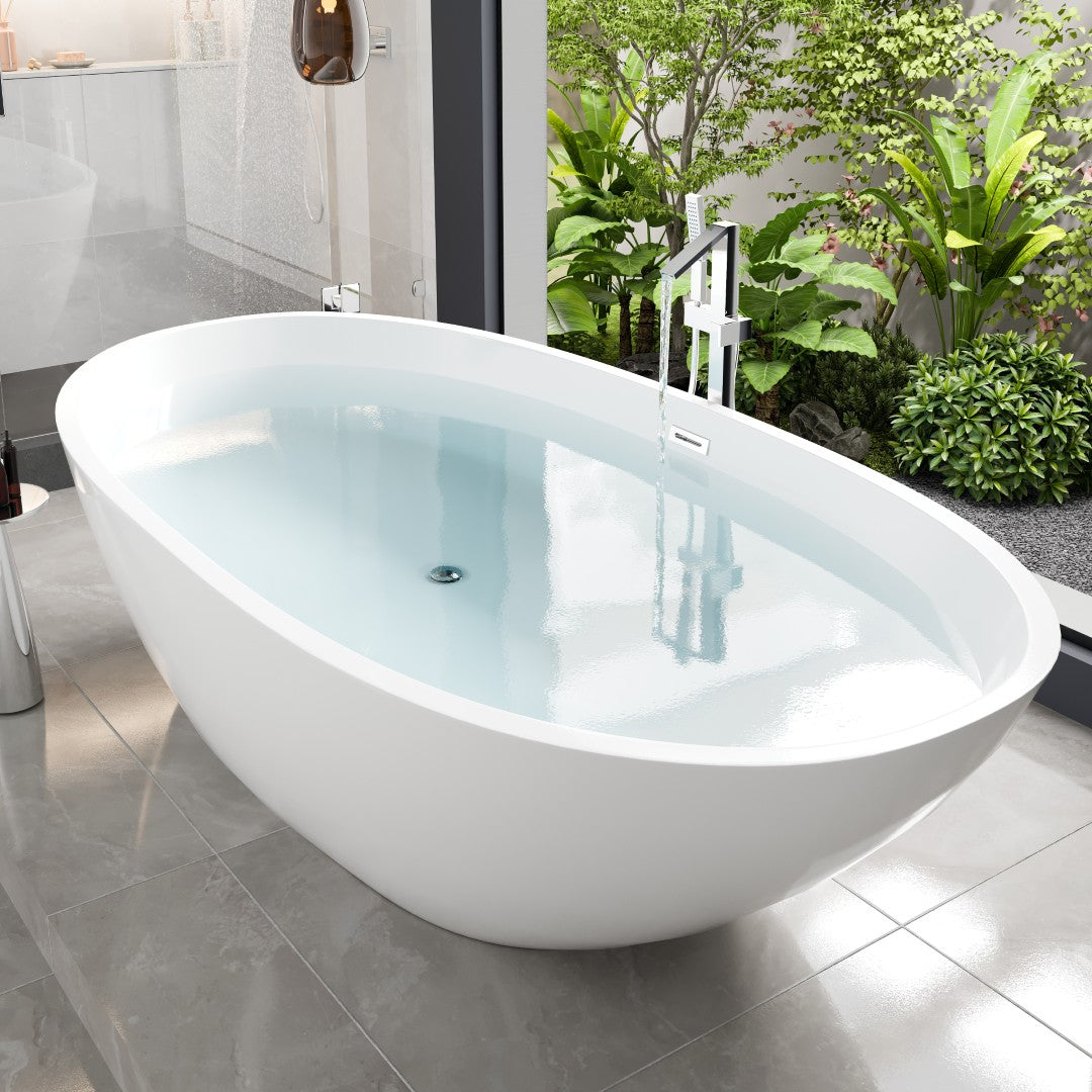 Eviva Sarah 67" Glossy White Acrylic Freestanding Bathtub