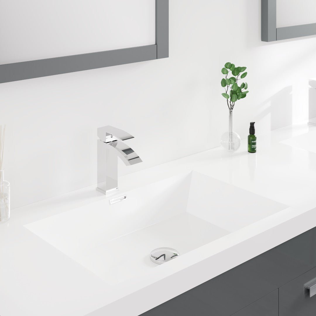 Lugano 72 in. Gray Double Sink Bath Vanity with Acrylic Top and Integrated Sinks - Bathroom Vanity by Eviva