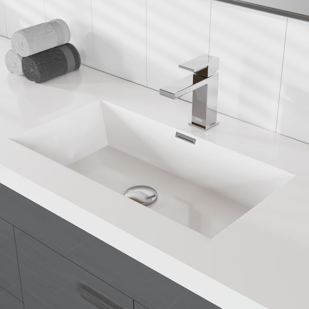 Lugano 84 in. Gray Double Sink Bath Vanity with Acrylic Top and Integrated Sinks