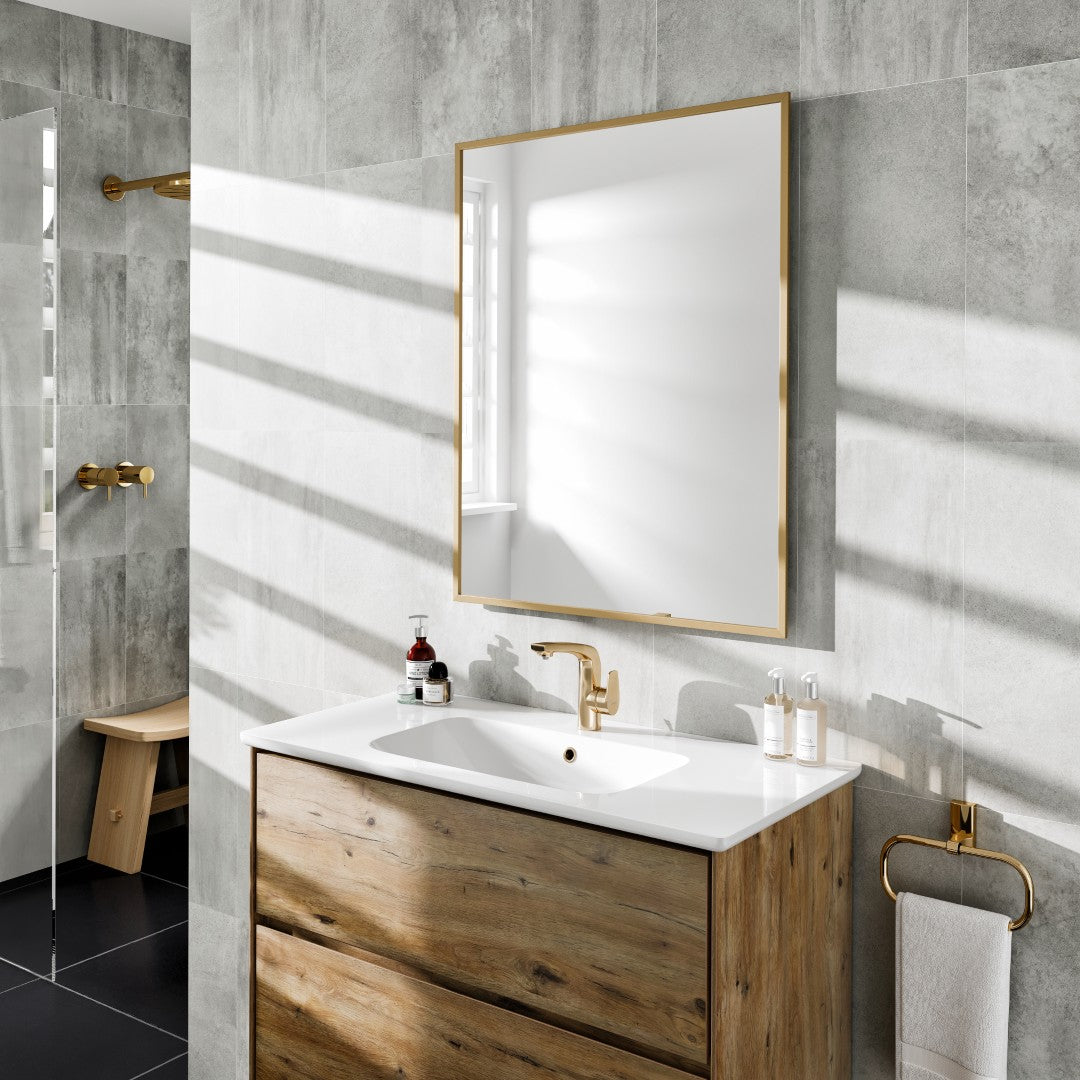 Eviva Gold 24" x 30" Rectangular Gold Metal Framed Mirror