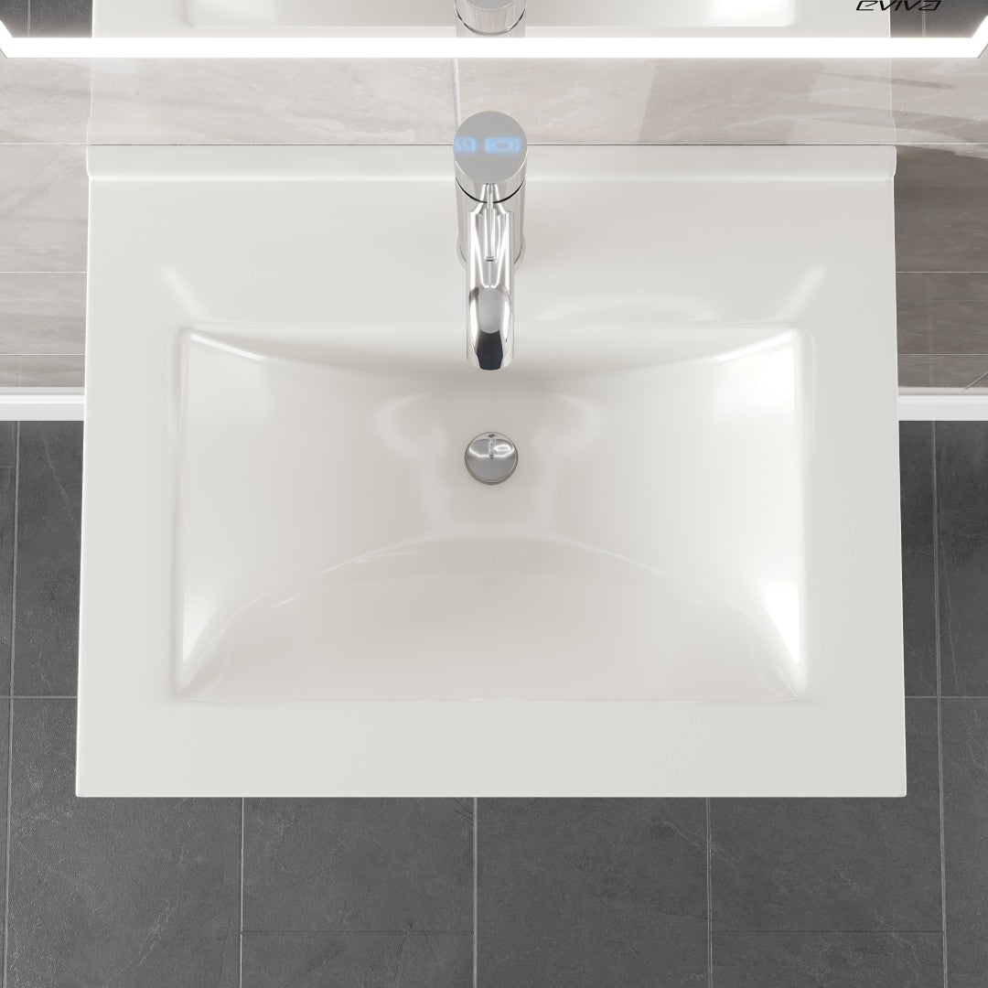 Luna 24 in. Dark Gray Wall Mount Single Sink Bath Vanity with Porcelain Top and Integrated Sink