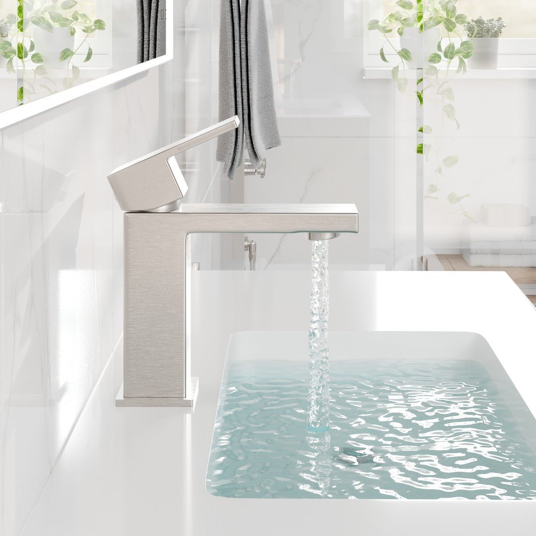 Eviva Ella Single - Handle Waterfall Single - Hole Bathroom Faucet with Deckplate Included in Brushed Nickel - Bathroom Faucet by Eviva