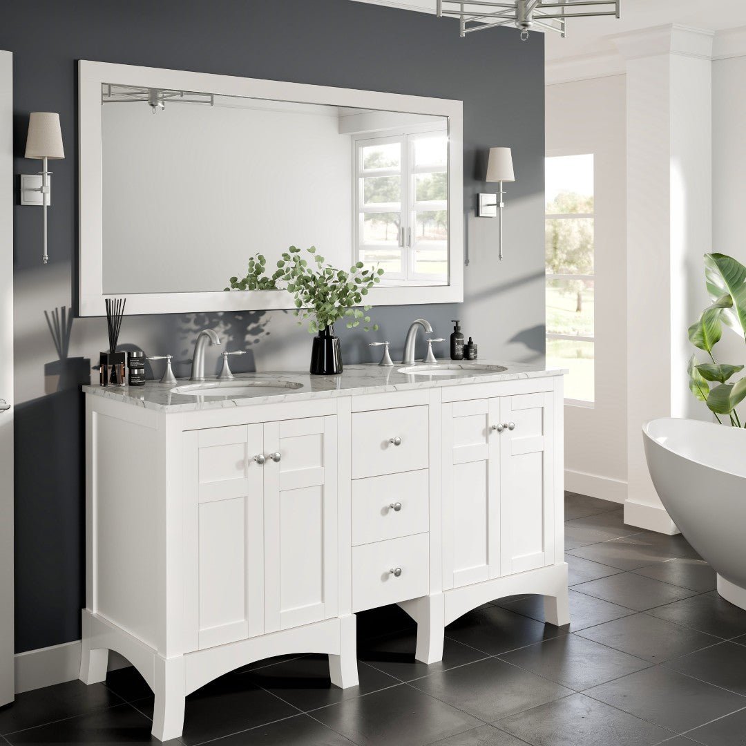 Eviva Aberdeen 60" x 30" Rectangular White Wooden Framed Mirror - Mirror by Eviva
