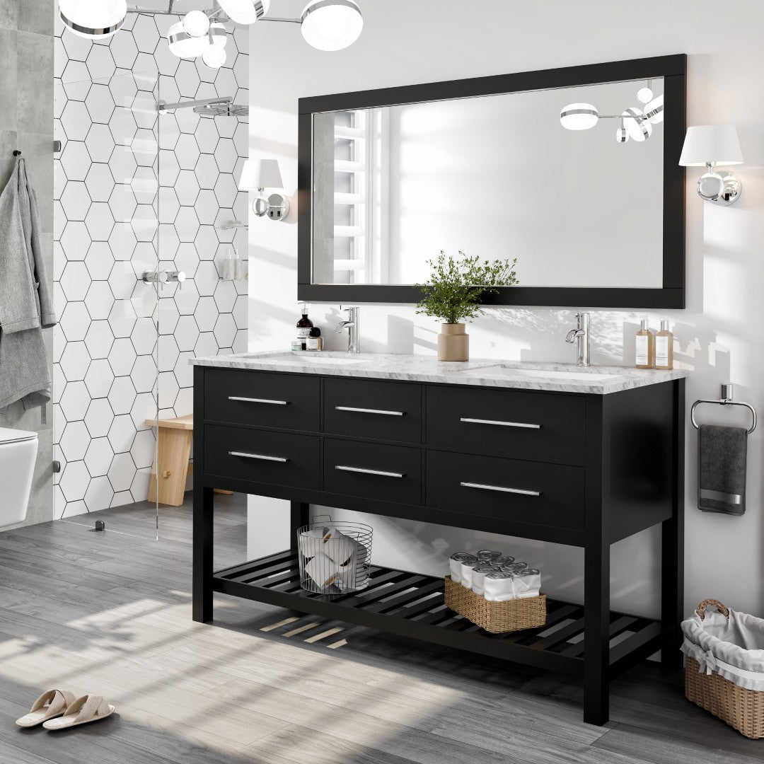 Eviva Aberdeen 72" x 30" Rectangular Espresso Wooden Framed Mirror