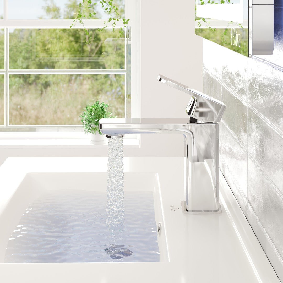 Eviva Lux Single - Handle Waterfall Single - Hole Bathroom Faucet with Deckplate Included in Chrome - Bathroom Faucet by Eviva