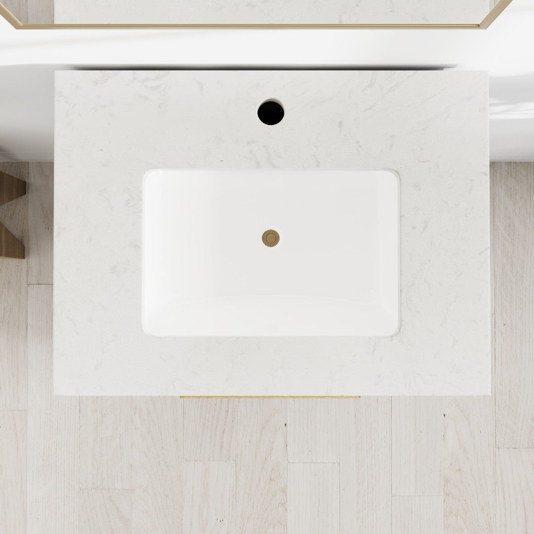 Curio 24 in. Dark Blue Single Sink Bath Vanity with Carrara Quartz Top and Undermount Porcelain Sink - Bathroom Vanity by Eviva