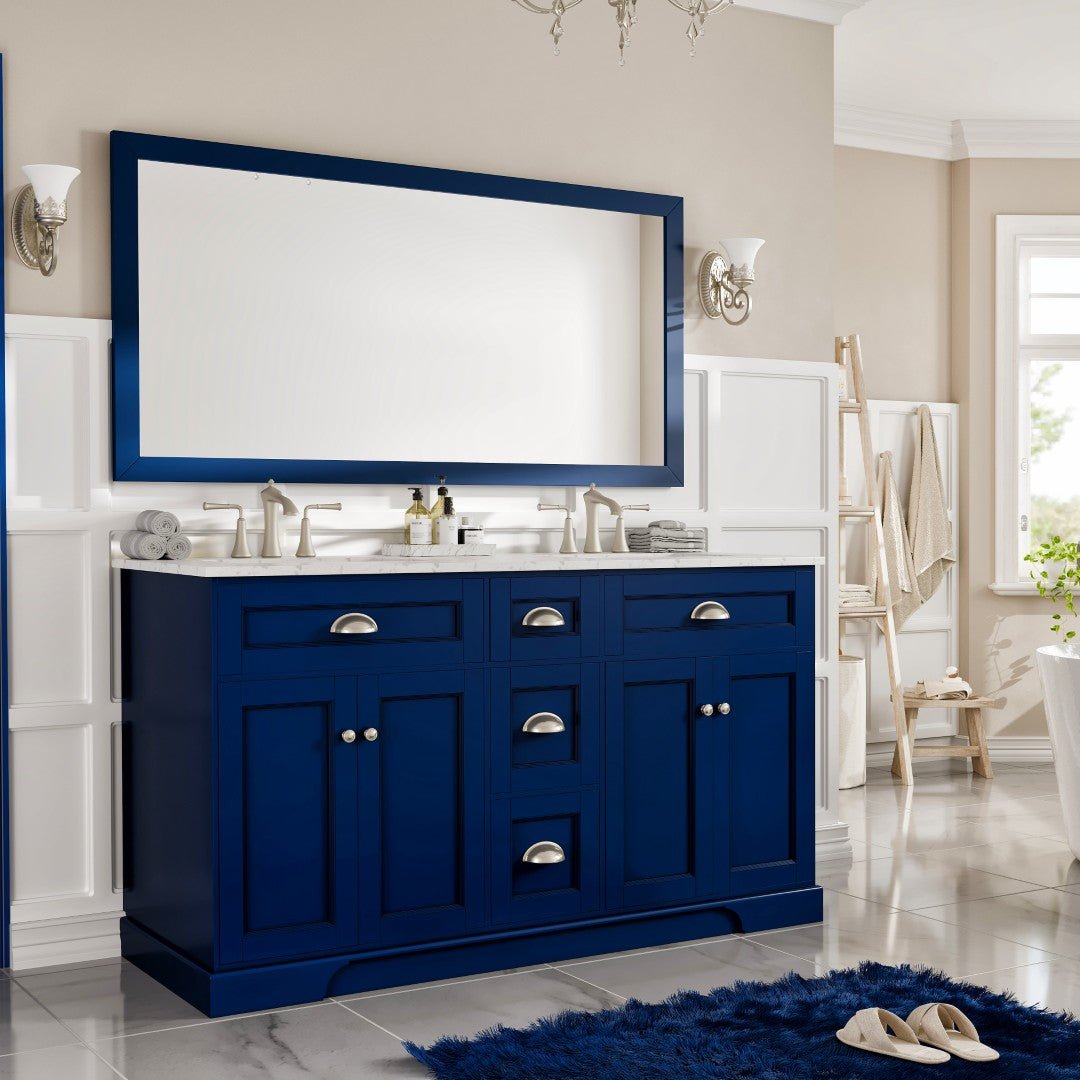 Eviva Acclaim 60" x 30" Rectangular Blue Wooden Framed Mirror - Mirror by Eviva