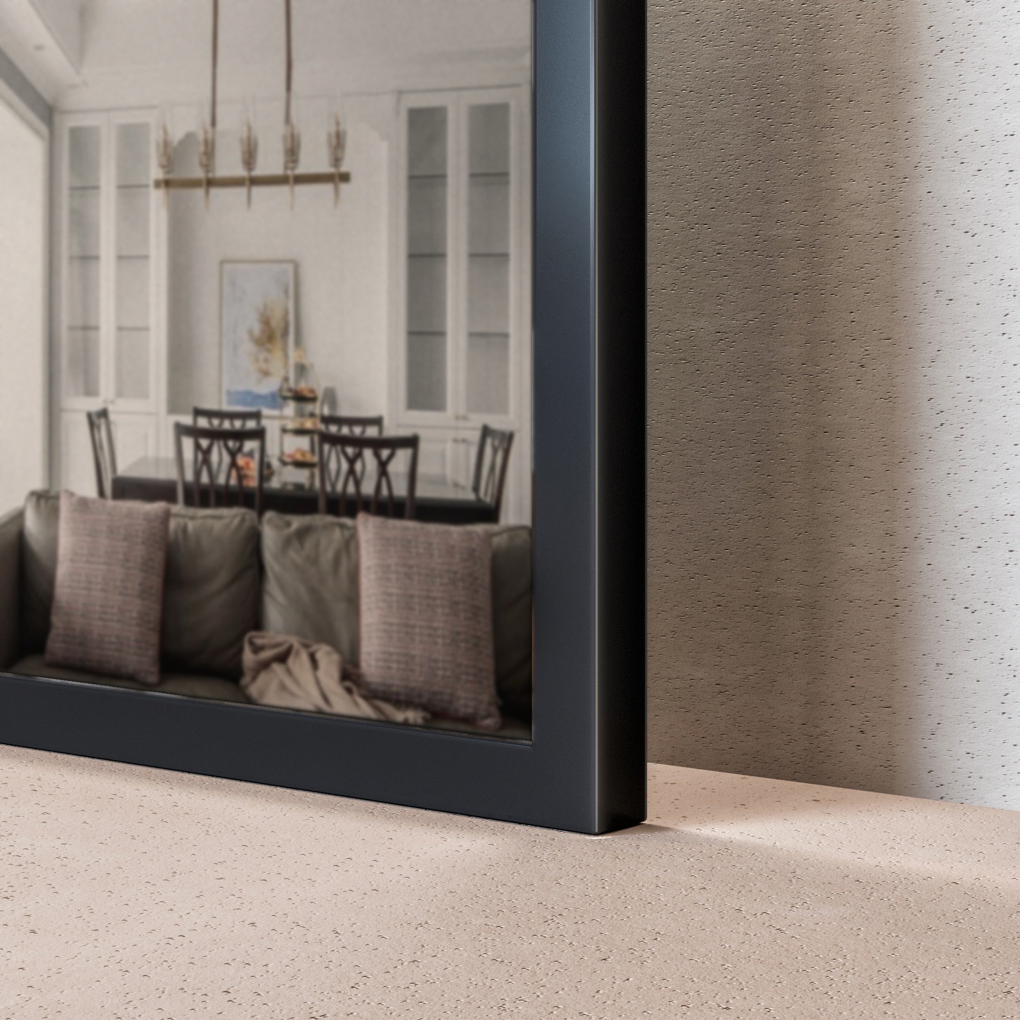 Eviva Black 42" x 30" Rectangular Black Metal Framed Mirror