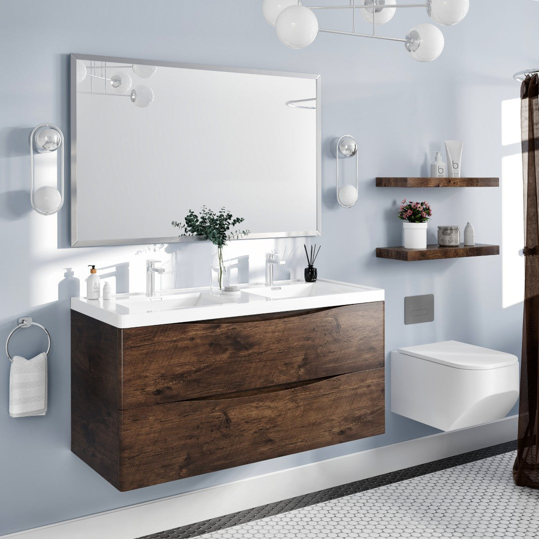 Eviva Vista 48" x 30" Rectangular Brushed Nickel Metal Framed Mirror