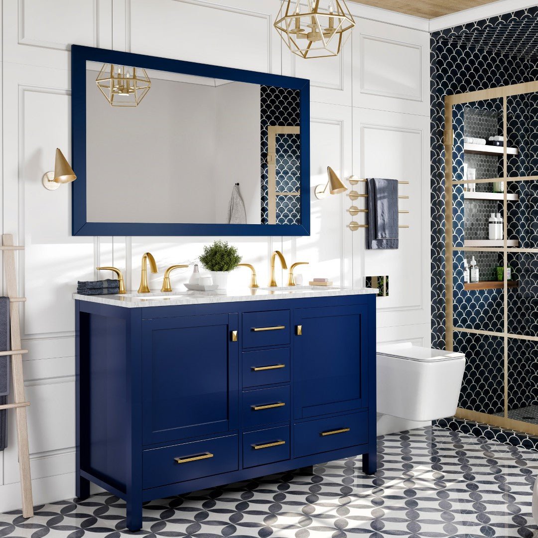 Eviva Acclaim 42" x 30" Rectangular Blue Wooden Framed Mirror - Mirror by Eviva