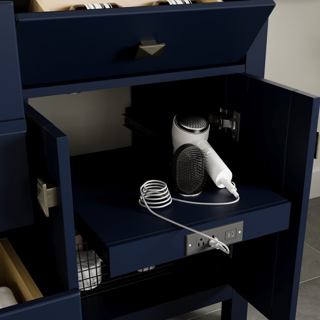 Artemis 60 in. Blue Double Sink Bath Vanity with Engineered Top and Undermount Porcelain Sinks - Bathroom Vanity by Eviva