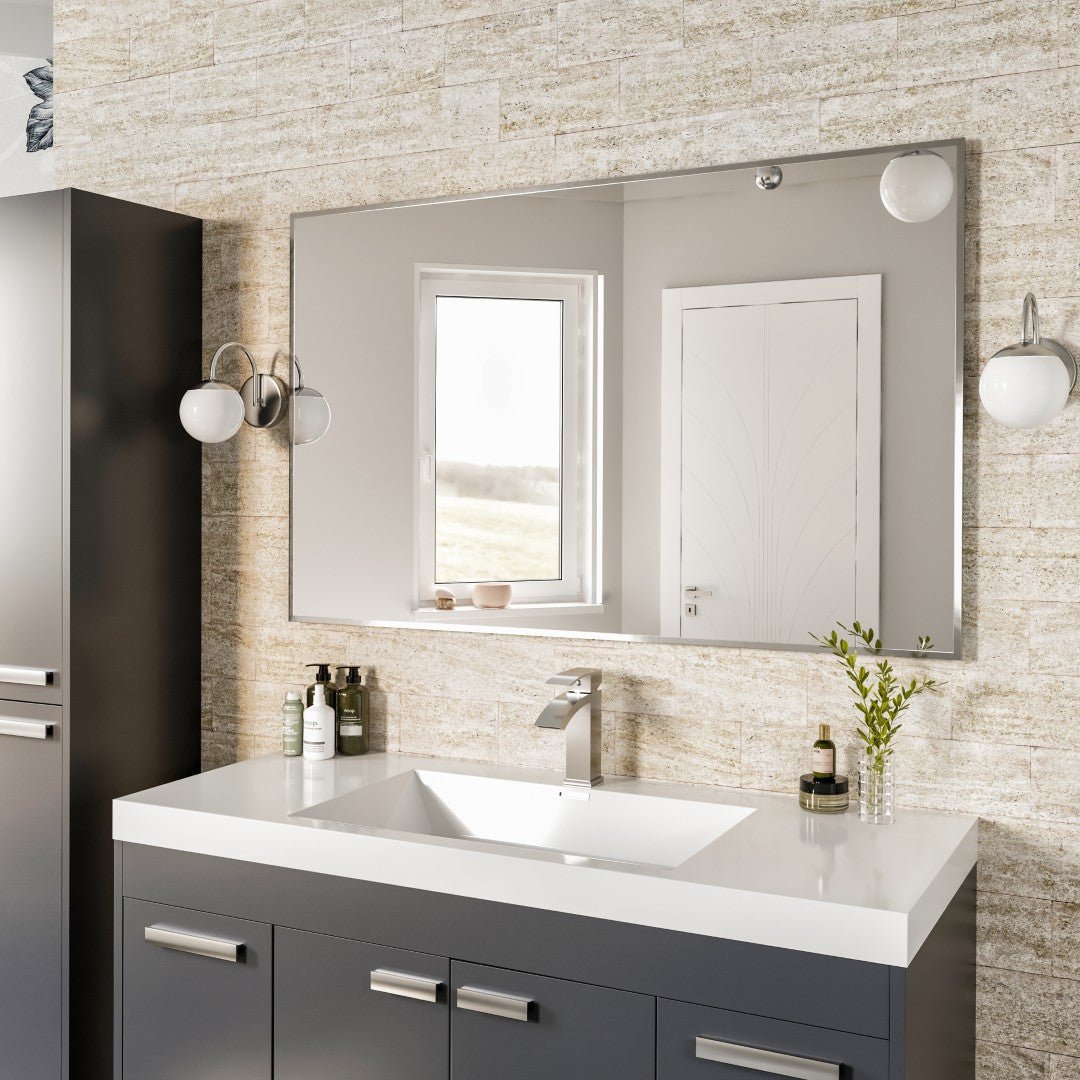 Eviva Sax 48" x 30" Rectangular Chrome Metal Framed Mirror - Mirror by Eviva