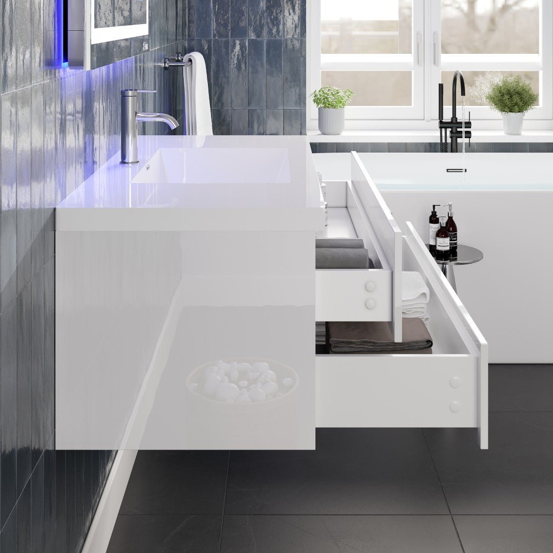 Surf 36 in. White Wall Mount Single Sink Bath Vanity with Acrylic Top and Integrated Sink - Bathroom Vanity by Eviva