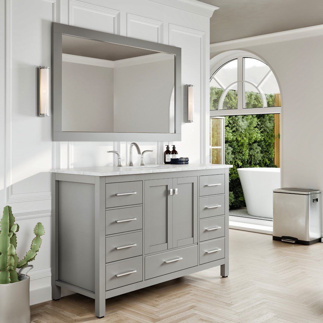 Eviva Aberdeen 48" x 30" Rectangular Gray Wooden Framed Mirror - Mirror by Eviva