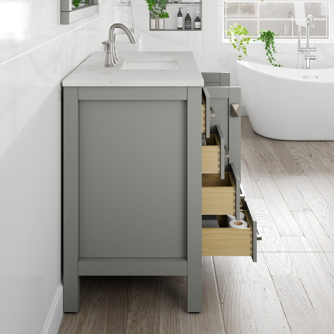 Hampton 36 in. Gray Single Sink Bath Vanity with Carrara Quartz Top and Undermount Porcelain Sink