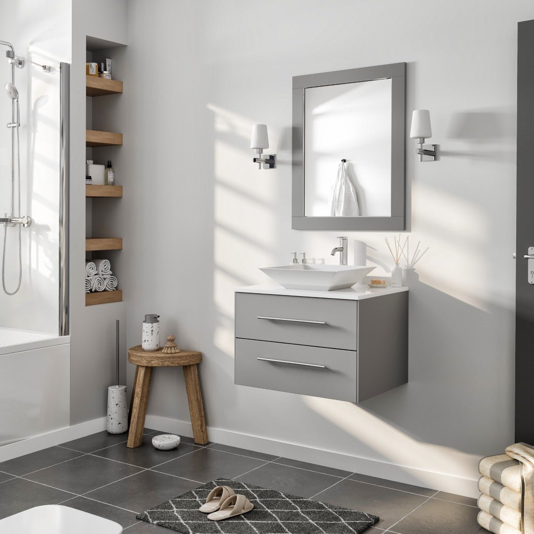 Eviva Aberdeen 36" x 30" Rectangular Gray Wooden Framed Mirror - Mirror by Eviva