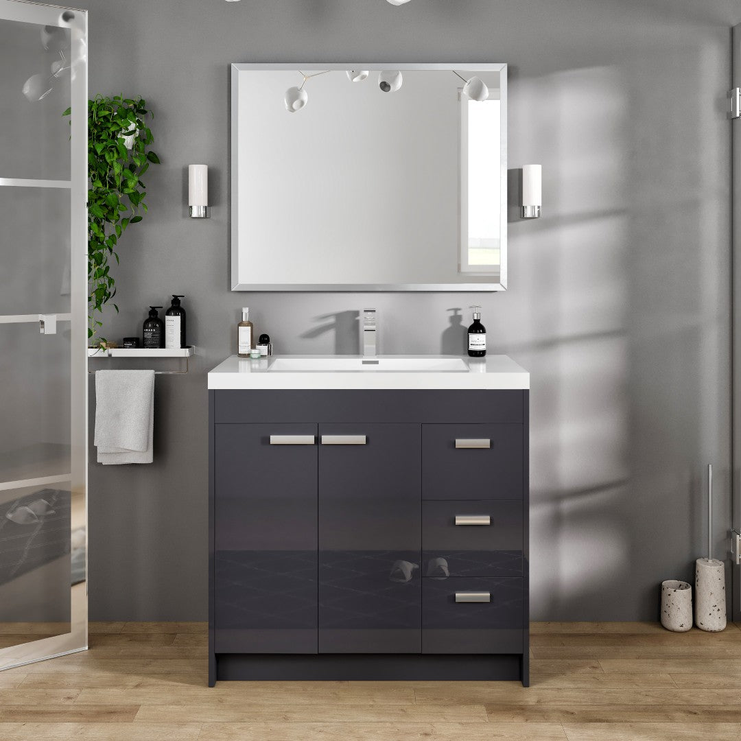 Eviva Vista 36" x 30" Rectangular Brushed Nickel Metal Framed Mirror