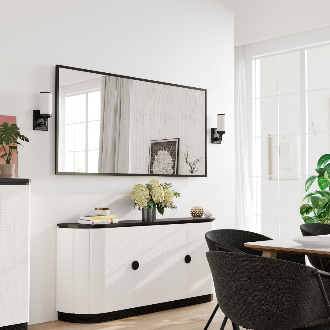 Eviva Aureline 58" x 28" Rectangular Black Stainless Steel Framed Mirror - Mirror by Eviva