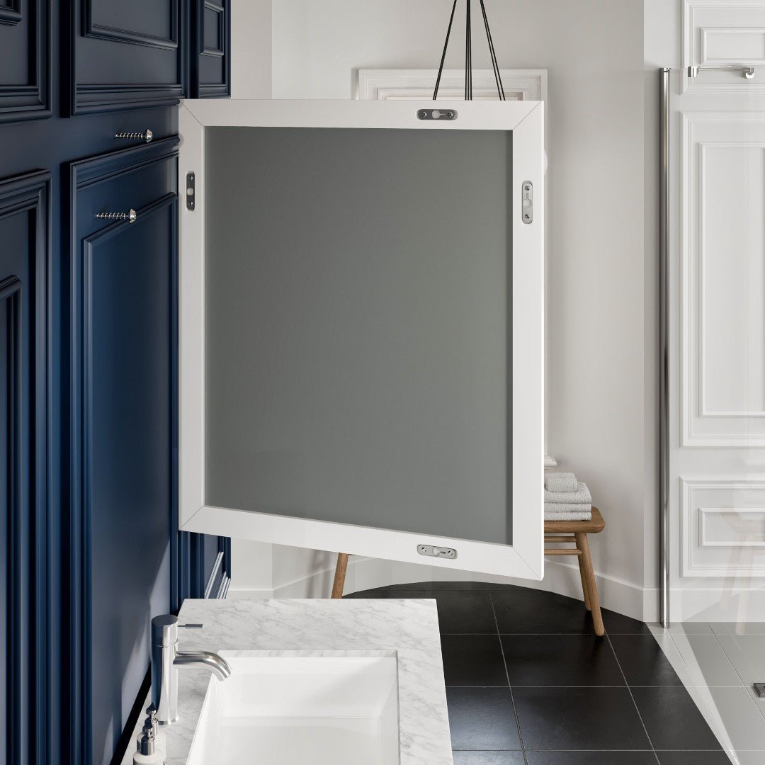 Eviva Acclaim 30" x 35" Rectangular White Wooden Framed Mirror - Mirror by Eviva