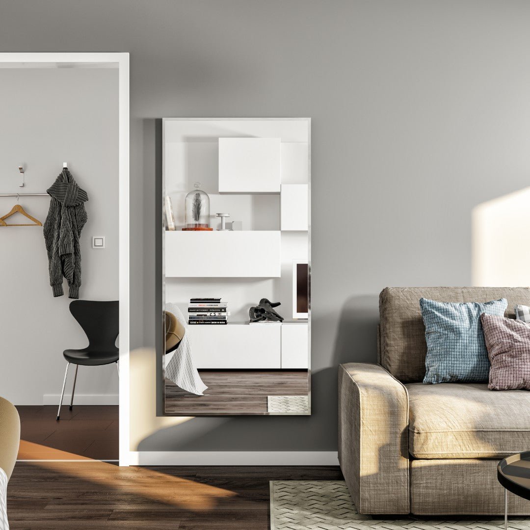 Eviva Sax 60" x 30" Rectangular Chrome Metal Framed Mirror - Mirror by Eviva