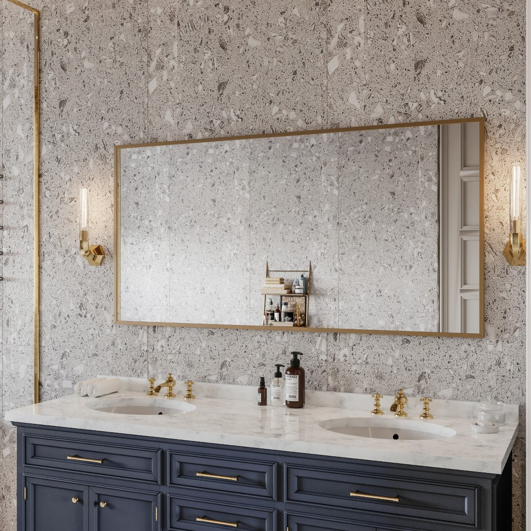 Eviva Gold 60" x 30" Rectangular Gold Metal Framed Mirror