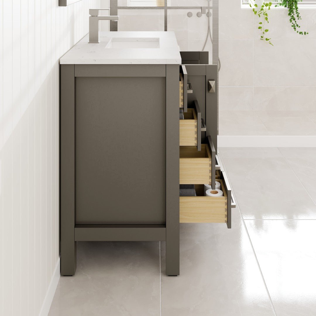 Hampton 36" x 18" Dark Gray Single Sink Bath Vanity with Carrara Quartz Top and Undermount Porcelain Sink - Bathroom Vanity by Eviva