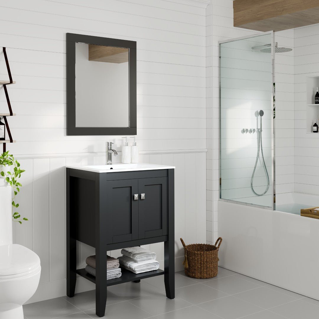 Eviva Aberdeen 36" x 30" Rectangular Espresso Wooden Framed Mirror - Mirror by Eviva