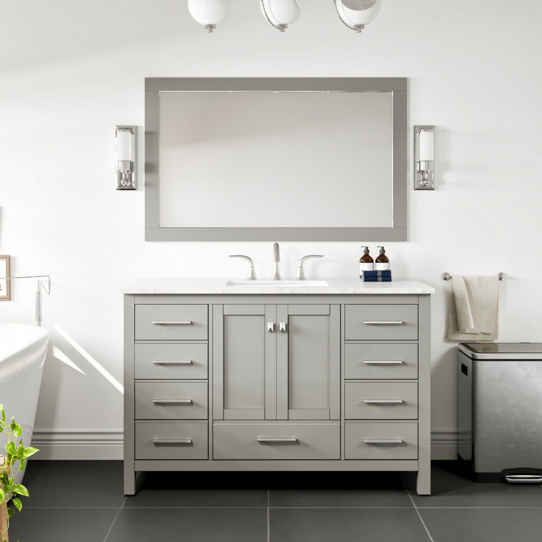 Eviva Aberdeen 48" x 30" Rectangular Gray Wooden Framed Mirror - Mirror by Eviva