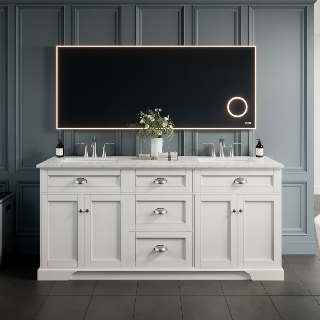 Eviva Illuminate 72" x 30" Rectangular Chrome Aluminum Framed Mirror - Mirror by Eviva