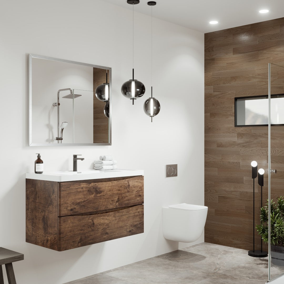 Eviva Vista 36" x 30" Rectangular Brushed Nickel Metal Framed Mirror