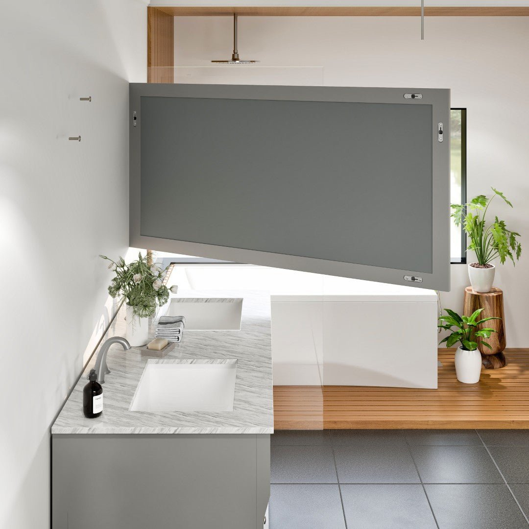 Eviva Aberdeen 60" x 30" Rectangular Gray Wooden Framed Mirror - Mirror by Eviva