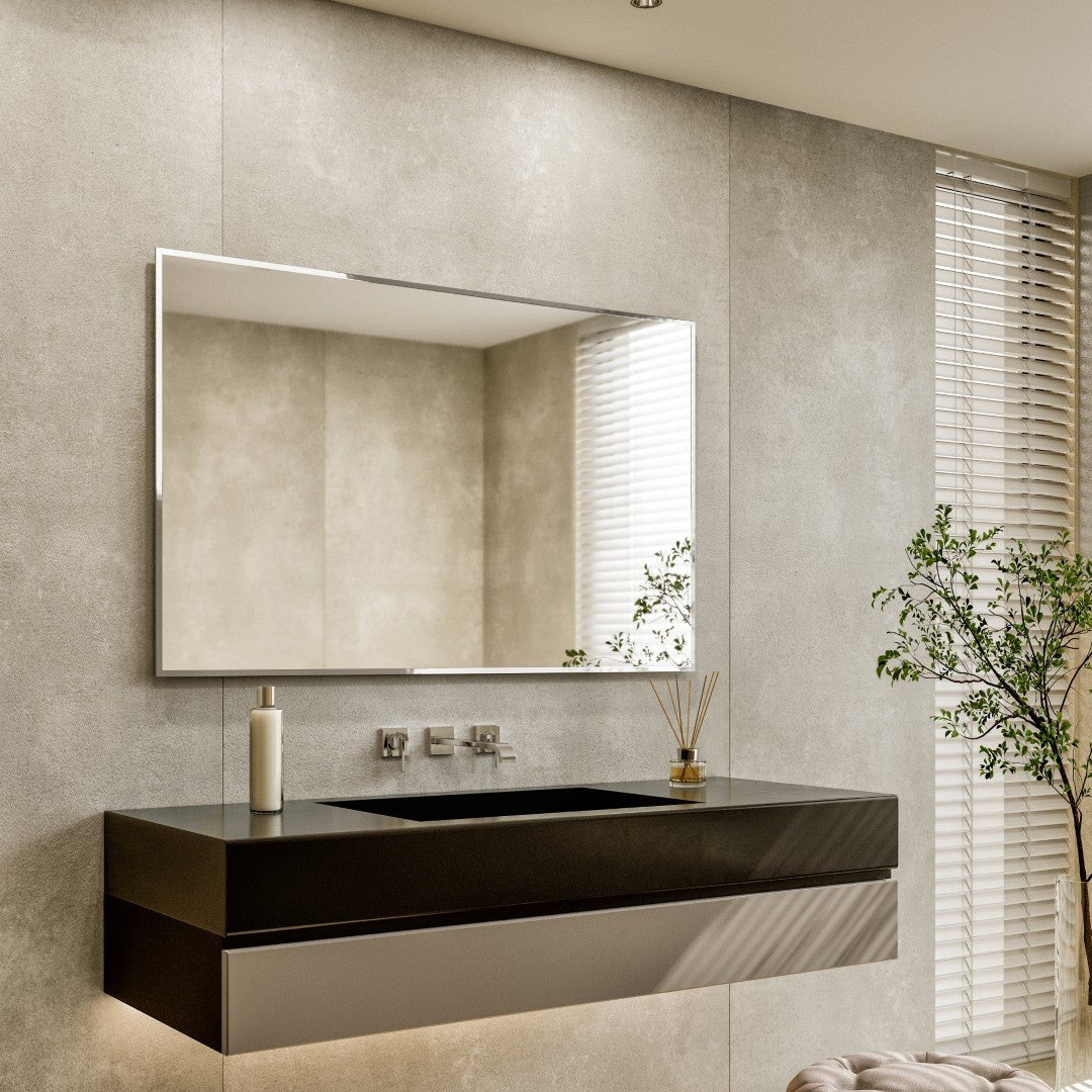 Eviva Sax 48" x 30" Rectangular Chrome Metal Framed Mirror - Mirror by Eviva