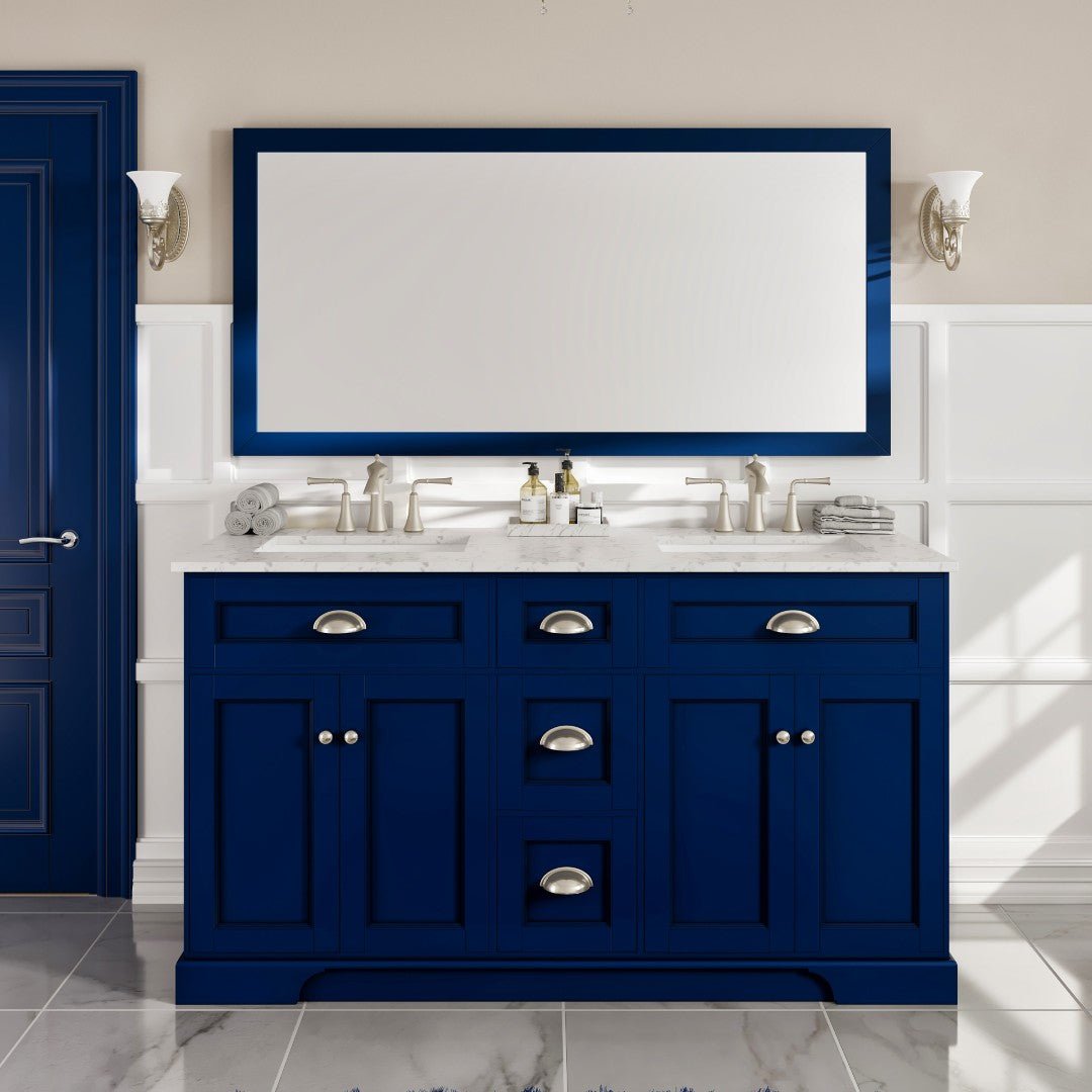 Eviva Acclaim 60" x 30" Rectangular Blue Wooden Framed Mirror - Mirror by Eviva