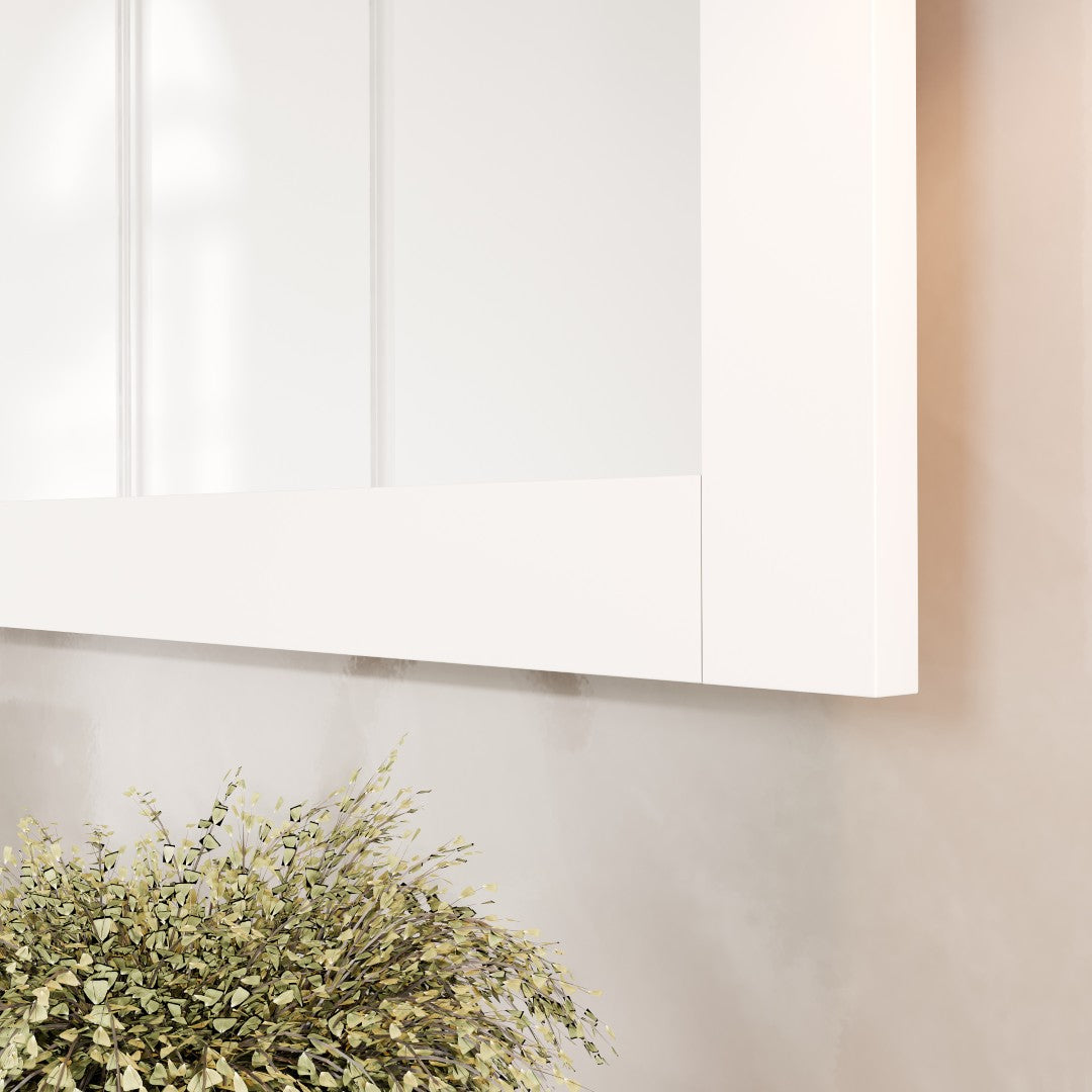 Eviva New York 36" x 30" Rectangular White Wooden Framed Mirror