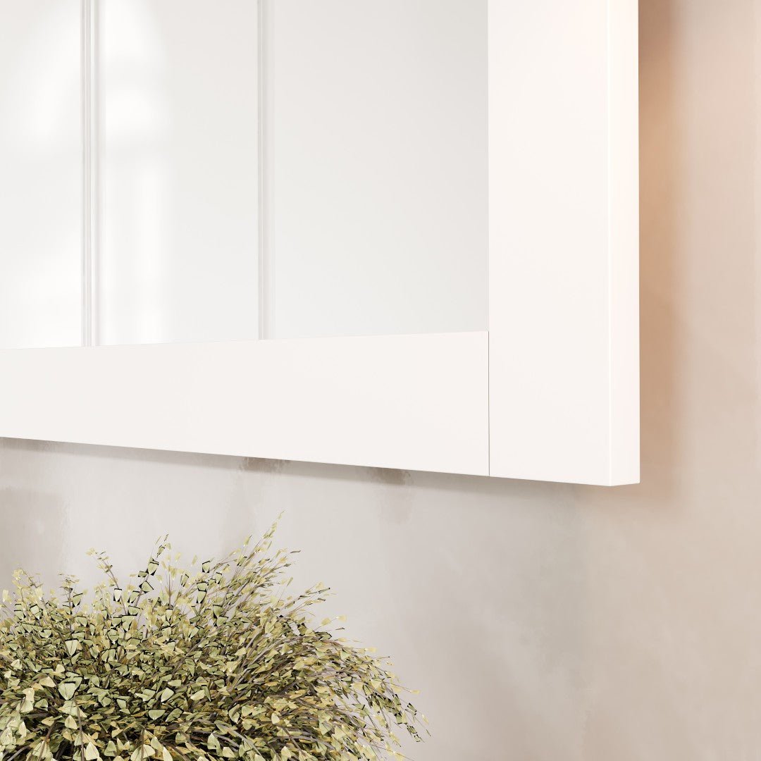 Eviva New York 36" x 30" Rectangular White Wooden Framed Mirror - Mirror by Eviva