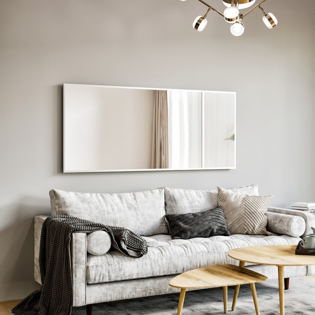 Eviva Sax 47" x 20" Rectangular Brushed Nickel Metal Framed Mirror - Mirror by Eviva