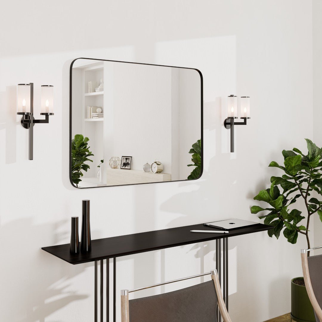 Eviva Harmony 35" x 27" Rectangular Black Metal Framed Mirror - Mirror by Eviva