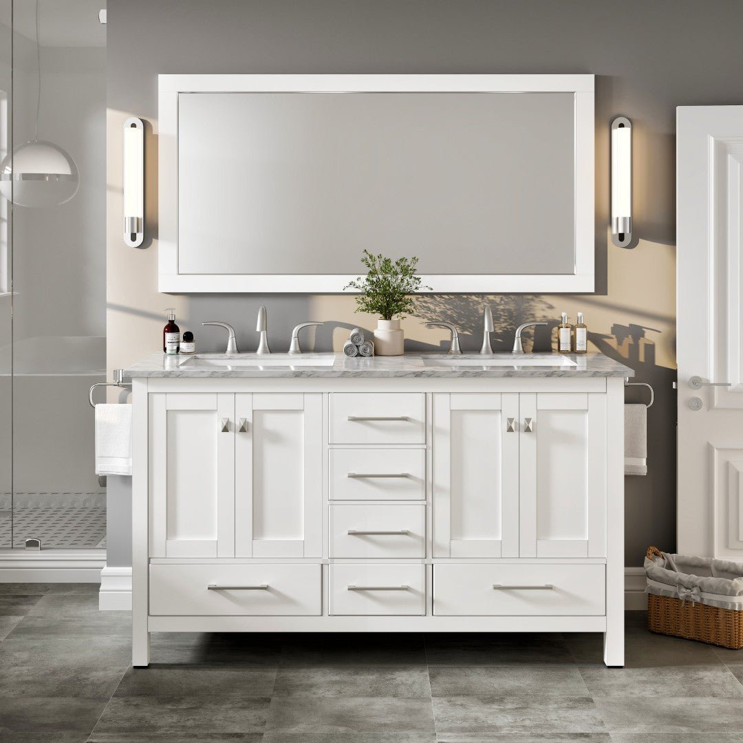 Eviva Aberdeen 60" x 30" Rectangular White Wooden Framed Mirror - Mirror by Eviva