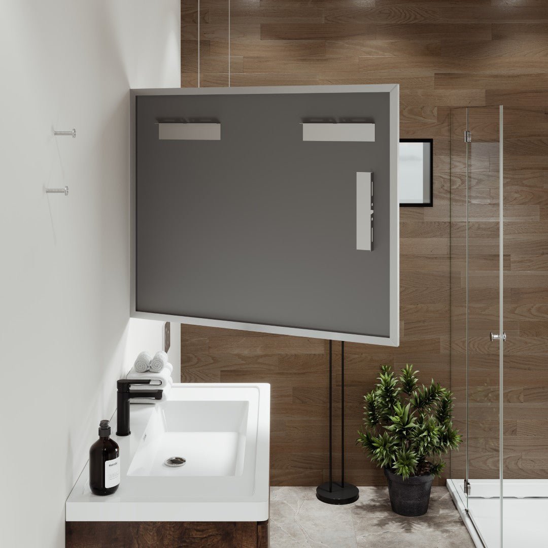 Eviva Sax 36" x 30" Rectangular Brushed Nickel Metal Framed Mirror - Mirror by Eviva