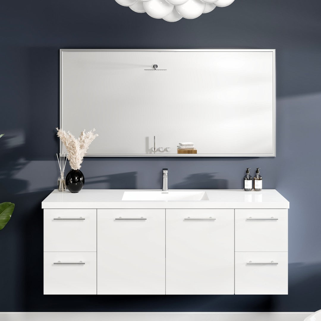 Eviva Vista 72" x 30" Rectangular Brushed Nickel Metal Framed Mirror