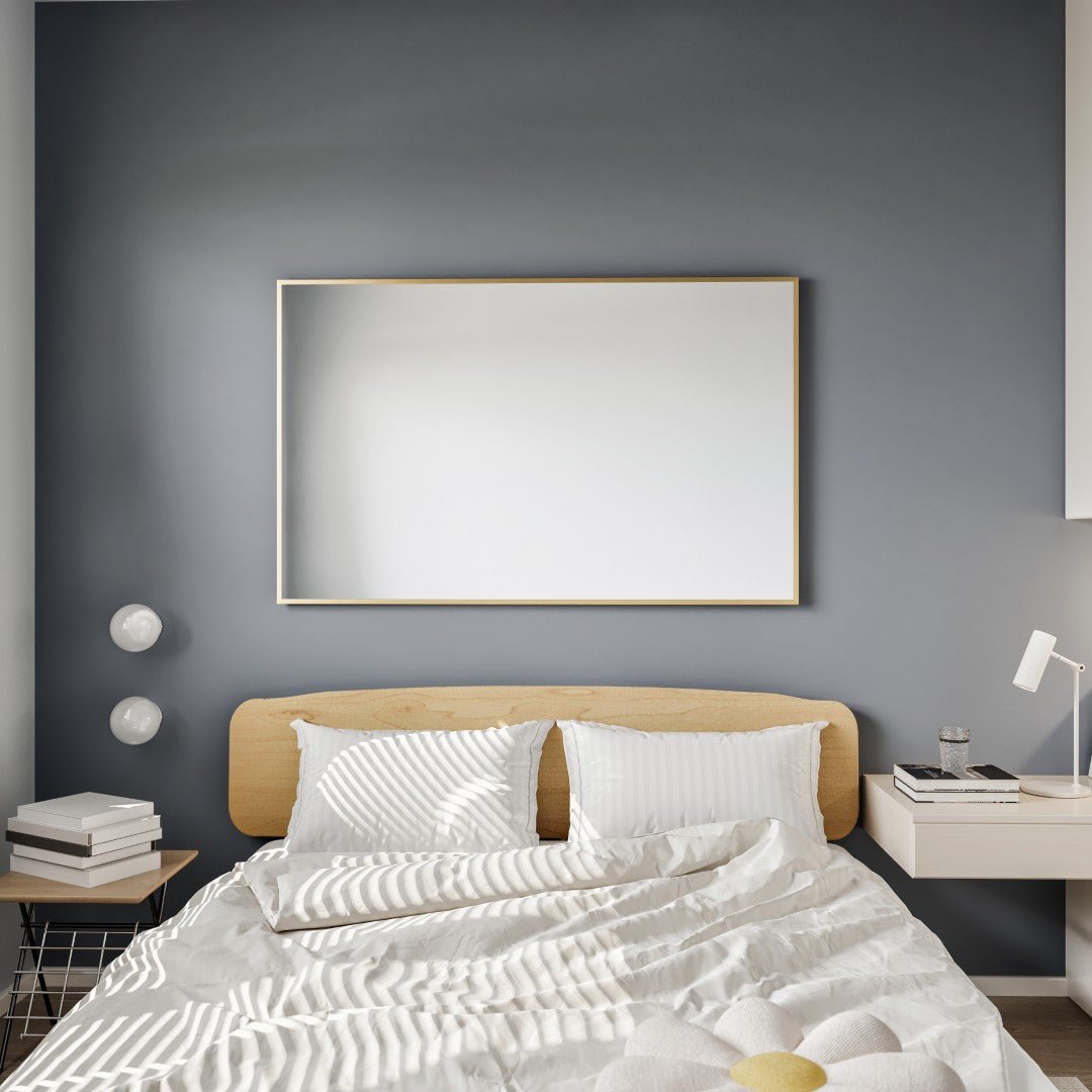 Eviva Aureline 48" x 30" Rectangular Gold Stainless Steel Framed Mirror - Mirror by Eviva