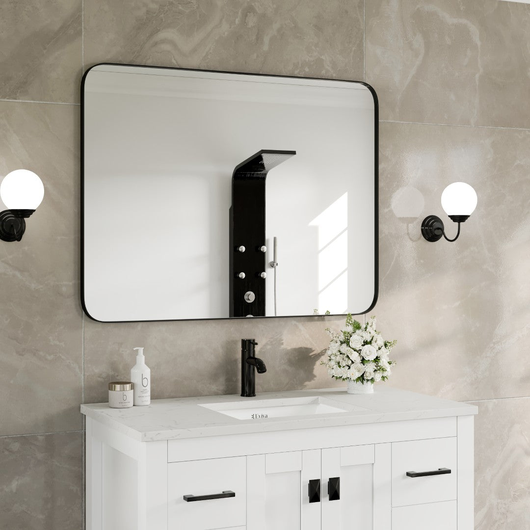 Eviva Harmony 35" x 27" Rectangular Black Metal Framed Mirror