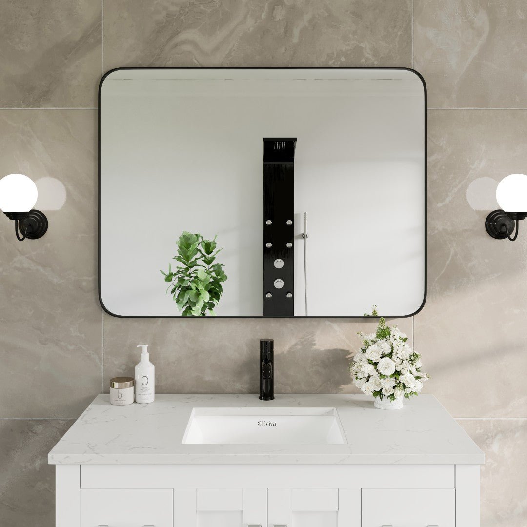 Eviva Harmony 35" x 27" Rectangular Black Metal Framed Mirror - Mirror by Eviva