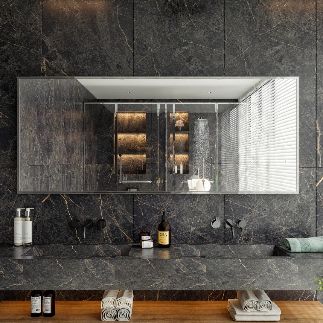 Eviva Sax 72" x 30" Rectangular Chrome Metal Framed Mirror - Mirror by Eviva