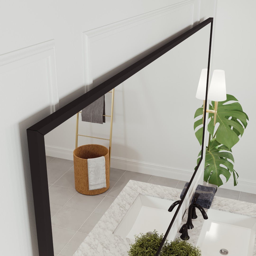 Eviva Aureline 58" x 28" Rectangular Black Stainless Steel Framed Mirror - Mirror by Eviva