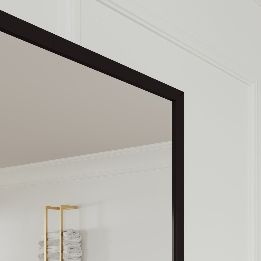 Eviva Aureline 58" x 28" Rectangular Black Stainless Steel Framed Mirror - Mirror by Eviva